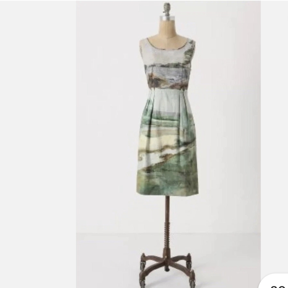 Vintage Anthropologie Odille Artist’s Rendering Landscape Scenery Dress - Picture 6 of 6